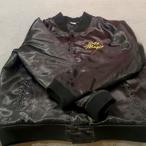 Black satin bomber jacket